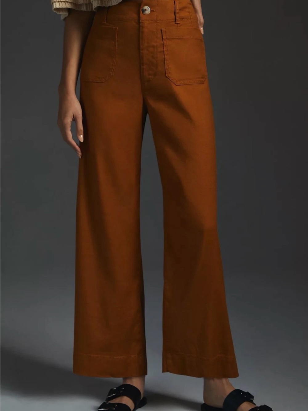 GUC, 27, Maeve Colette wide-Leg High-Rise Pants in Bronze Linen